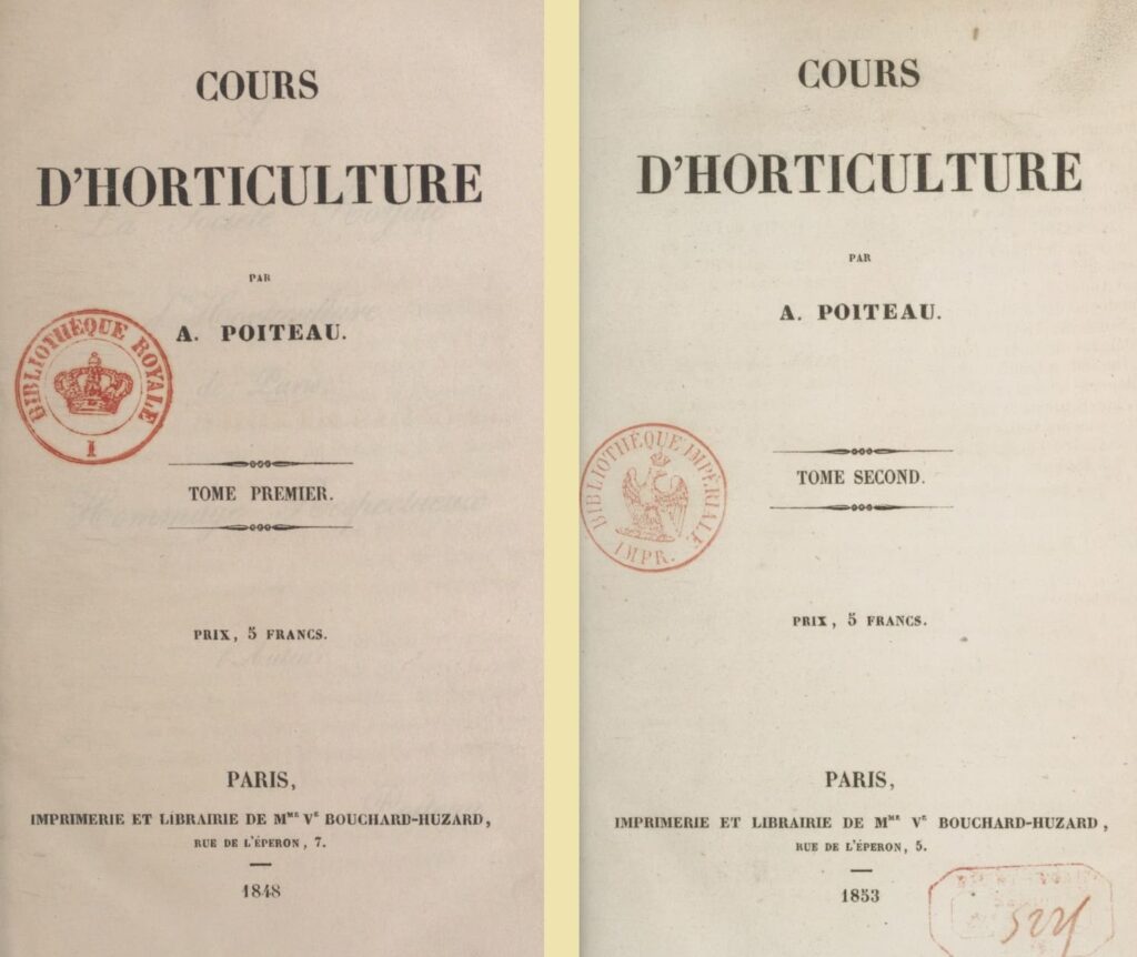 Cours d'horticulture de Pierre-Antoine POITEAU - 1eres page Tome 1 et 2